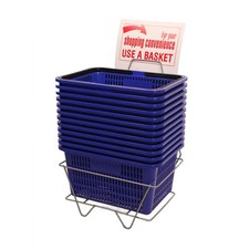 Blue Shopping Baskets with Stand - Set of 12