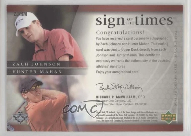 2004 SP Authentic Dual Auto 78/250 Zach Johnson Hunter Mahan #ZJ/HM - Image 2 of 3