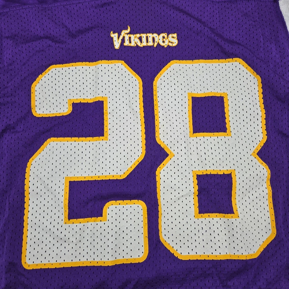 Camiseta deportiva Reebok Vikings Adrian Peterson #28 niños ropa de equipo mediano fútbol americano NFL Foto 3 de 4