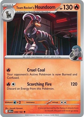 Pokemon - Team Rocket's Houndoom - 038/182 - Uncommon - Reverse Holo - Scarlet &