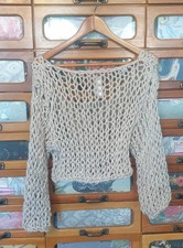 Habd Knitted Open Knit Cropped Jumper Made In England UK Size 12