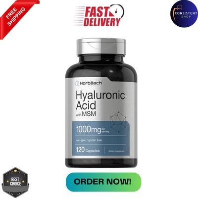 Hyaluronic Acid with MSM | 1000 mg | 120 Capsules | Non-GMO | Free Shipping