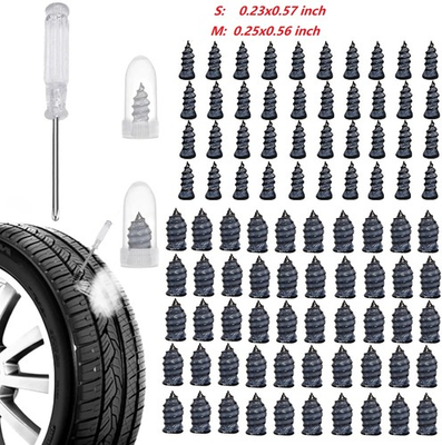 #ad 100Pcs Tire Repair Rubber Nails Tyre Puncture Repair Screws Kit with Screwdriver $8.98