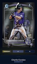 2025 Charlie Condon /10 Black Chrome 2025 Topps Bowman 1st Rockies Bunt Digital