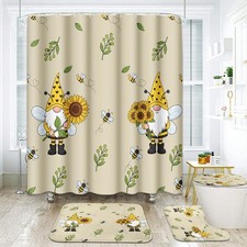Bathroom Sets With Shower Curtain And Rugs 4 PCS Sunflowers Home Decor