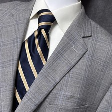 Joseph Feiss Gold Sport Coat 48R Classic Gray Plaid Wool Blazer Jacket Classic