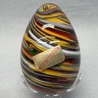 “Vetro Artistico Veneziano” Venetian Murano Glass Egg Paperweight Rainbow Color