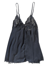 2001 Victoria's Secret Black Lace Sheer Chiffon Flyaway Babydoll Lingerie Size S
