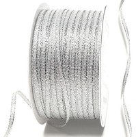 0,10€/M) Brokatband 50M X 3Mm Silber Brokat Dekoband Schleifenband Silberband
