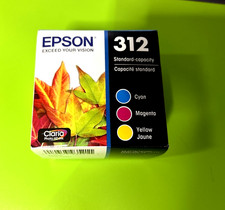 NEW Genuine Epson 312 Standard Capacity Ink Cartridges 3 Color Exp 10/2028