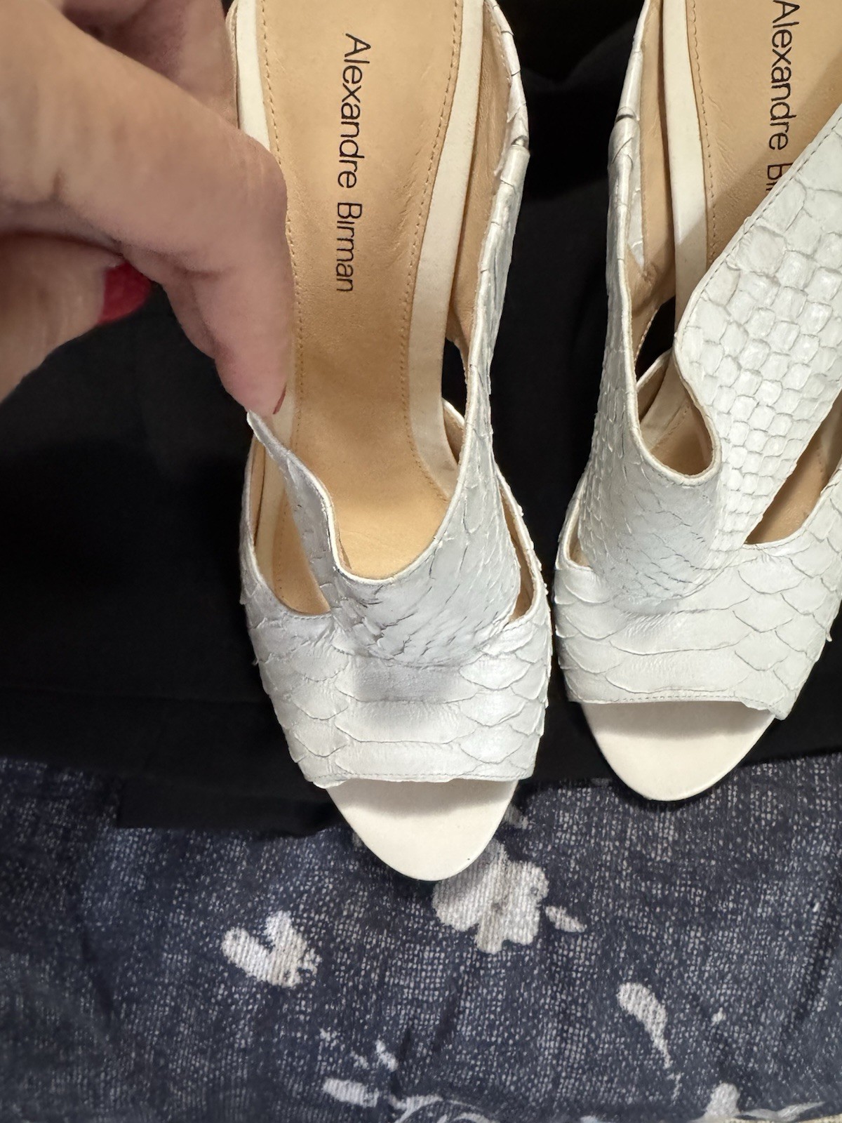 Alexandre Birman White Python Leather Slide Slip … - image 2