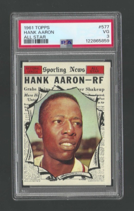 1961 Topps #577 Hank Aaron All Star PSA 3 Milwaukee Braves HOF