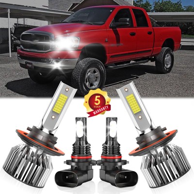For Dodge Ram 1500 2006-2010 LED Headlight Bulb High Low Beam + Fog Lamp 6000K