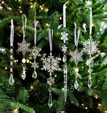 36 Pcs Snowflake  Icicle Christmas Hanging Acryclic Crystal Clear Ornaments NEW