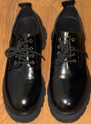 Alexander McQueen Men's Black Leather Derby Rugged  Sole Shoes Sz 44 Us 11 $1000