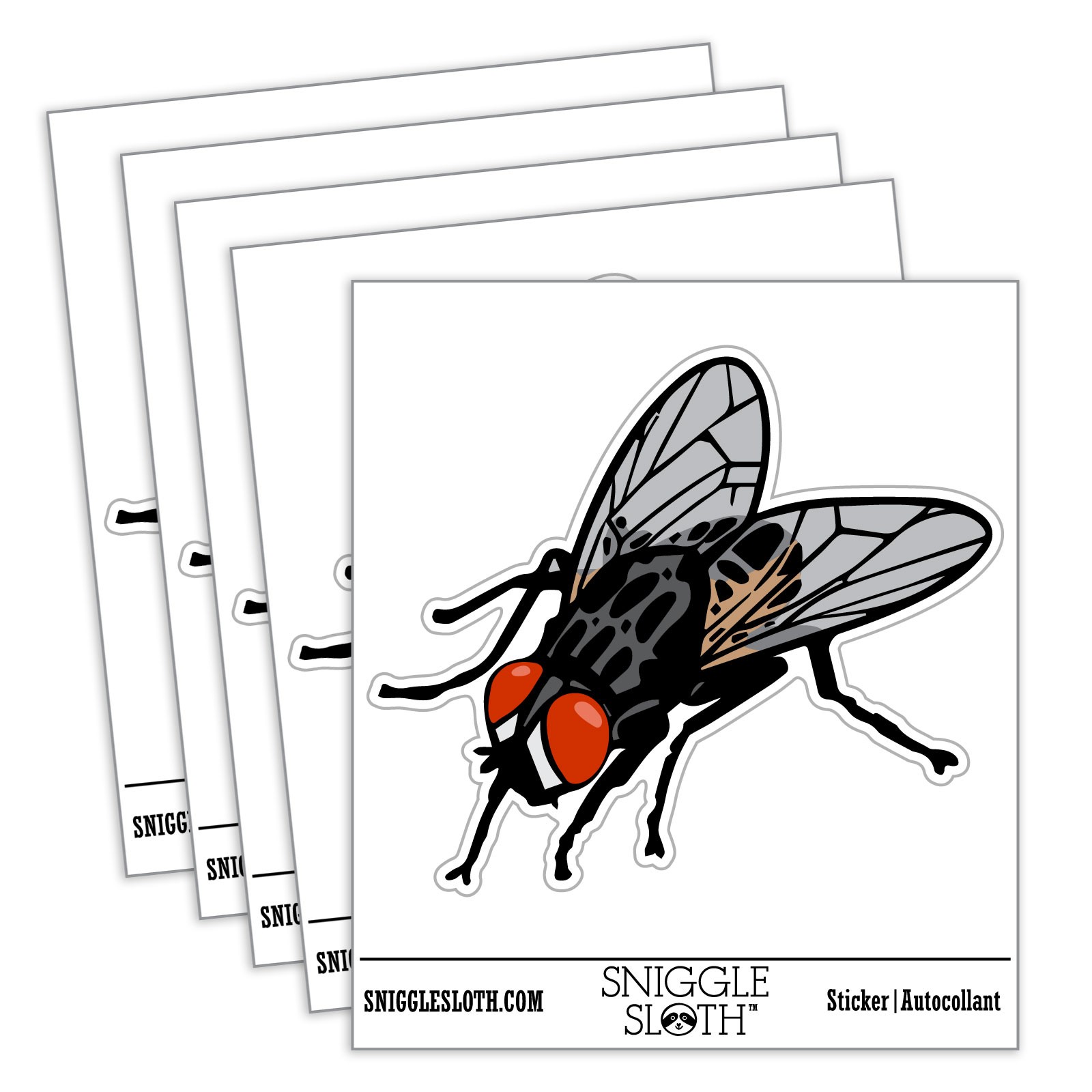 Realistic Housefly Bug Insect Pest Waterproof Vinyl Decal Sticker Set - 5 Pack