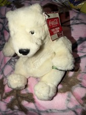 Coca-Cola Polar Bear W/ Coke Bottle 7" Bean Bag Stuffed Animal Toy Collectible