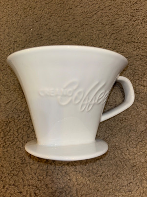 Creano XXL Porcelain Coffee Dripper Ceramic Cone Brewer - Filter Size 4 White