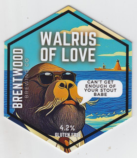 BRENTWOOD BREWING CO REAL ALE BEER PUMP CLIP BADGE WALRUS OF LOVE