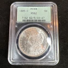 1885-O MORGAN SILVER DOLLAR PCGS MS62 Old Green Case High Luster