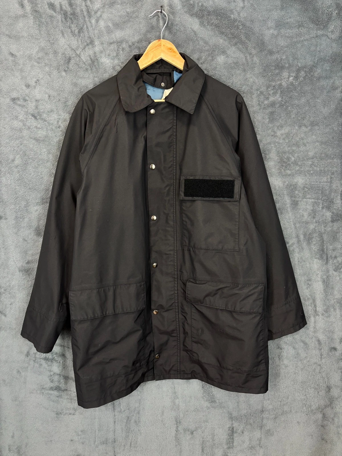 Vintage Police Goretex Jacket Mens XL Black Waterproof Police Rain Coat Security