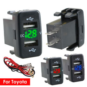 12//24V 4.2A For Toyota Dual-USB Ports Car Charger Socket Voltmeter Power Adapter