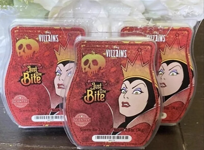 Lot of 3 Scentsy Disney Villains Wax Collection Evil Queen Just The Bite