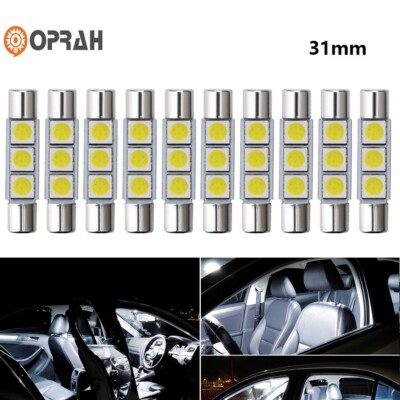 10x White LED 6614F 6641 TS-14V1CP F30-WHP Fuse Visor Vanity Mirror Light Bulbs