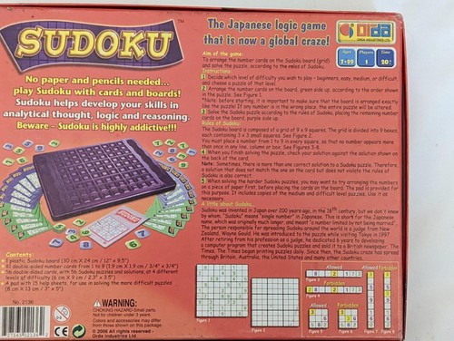 Sudoku Board Game - For One Player - Orda Industries 2006 - Picture 3 of 3