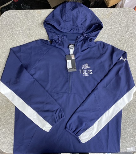 Men’s Under Armour Jackson State Tigers Windbreaker Hoodie Jacket Blue Size L