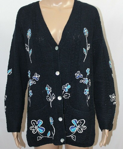 Laura Ashley Navy Blue Cardigan Sweater 