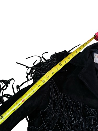WESTERN AUTHENTIC STYLING by SCHOTT 395 Suede Fringe Jacket Size 42 Black Suede - Picture 10 of 20