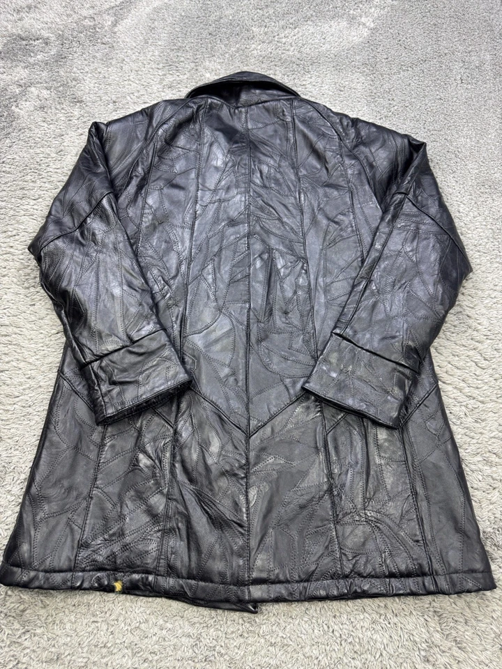 Chaqueta de Cuero Maxam Hombres Grande Negra Top Grano Piel de Cordero Italiano Mosaico Abrigo De Colección Foto 2 de 4