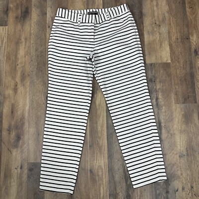 Express Editor Straight Leg Dress Pants Womens Size 4 White Black Striped