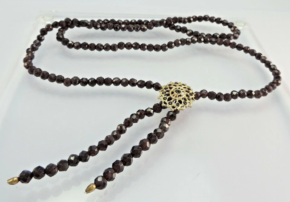 Vintage Halskette - Granat / vergoldet / ca. 80 cm - Bild 2 von 3