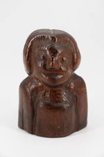 American Folk Art Primitive Wooden Woman Bust 19th Century