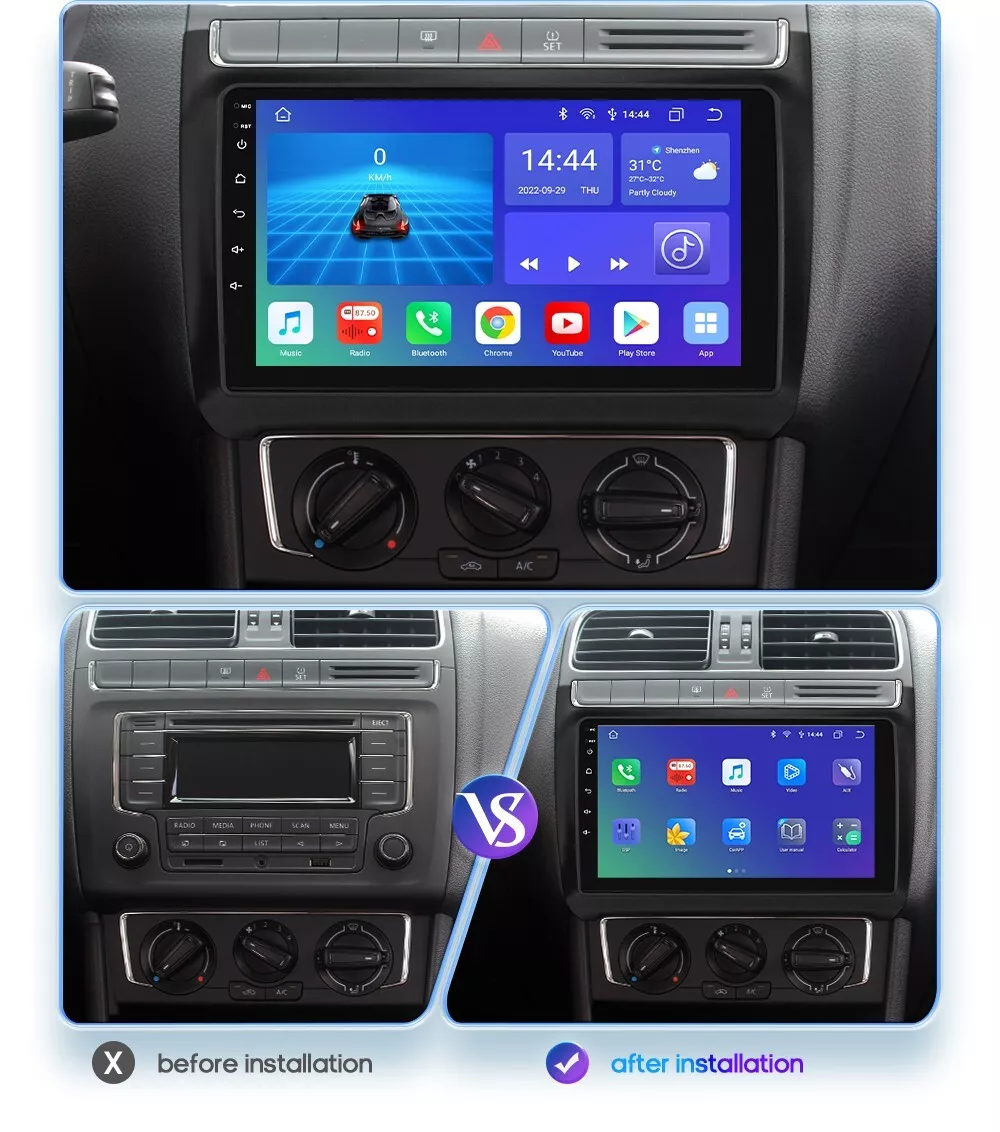 Android Auto 9Car GPS Radio 8Core 64G For Volkswagen Polo 2008-2020 4GLTE  DSP