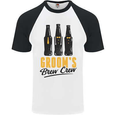 Grooms Brew Crew Beer Stag Doo Herren S/S Baseball Maglietta