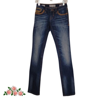 MEK USA DNM Designer Denim Jeans Gold Accent Niort Straight Leg Mens Size 25x34