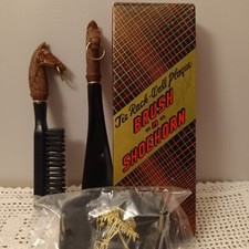 Vintage Tie Rack Wall Plaque Horse Head Brush  Shoe Horn Set Hong Kong MCM