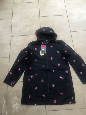 New! Joules Dockland Reversible Waterproof Raincoat - Navy Posy - UK 8 Rrp £100