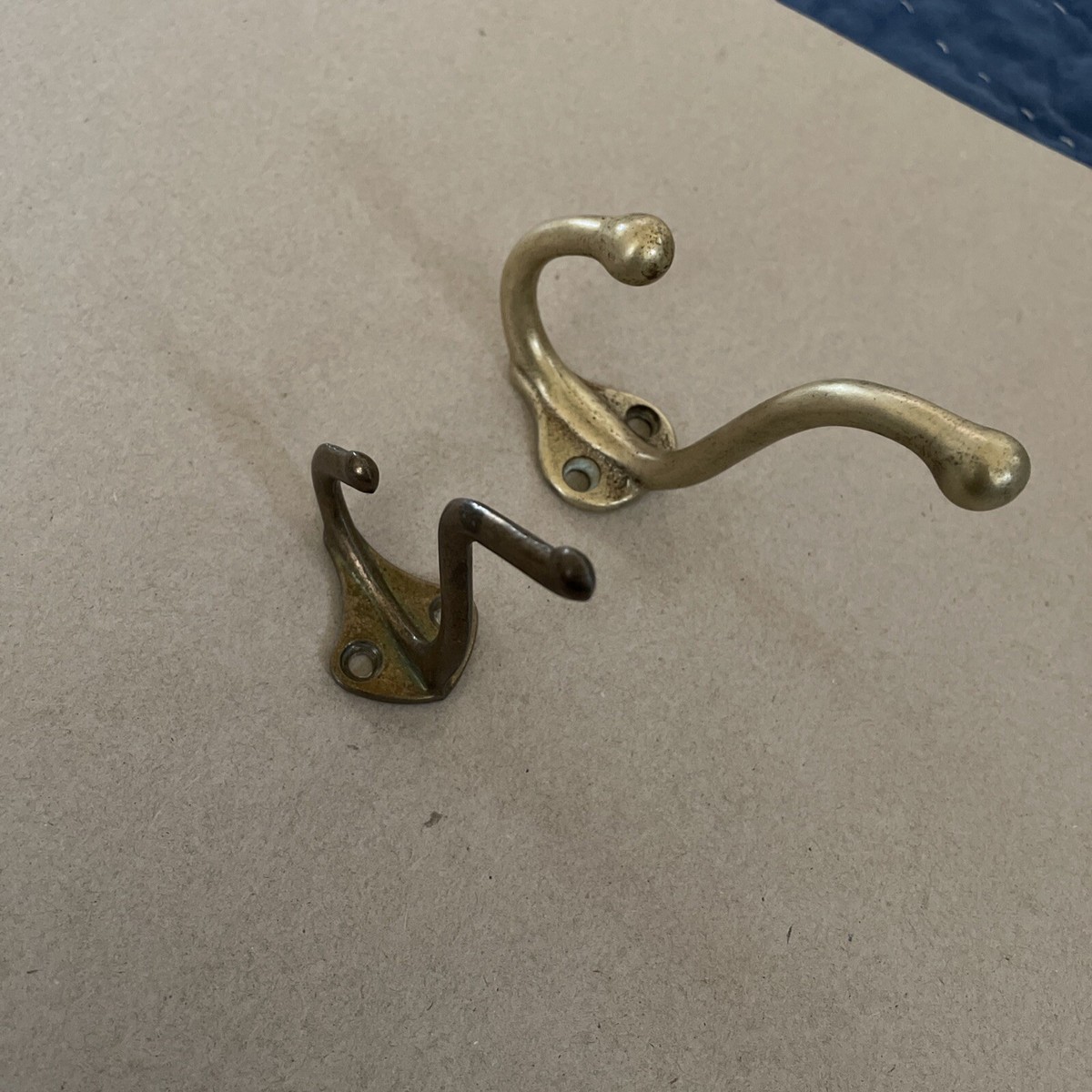Antique Brass Wall Hooks Double Back Plate “2” Total