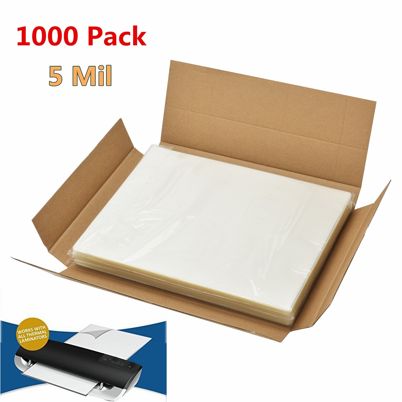 1000 Qty Letter Size Laminator Thermal Laminating Pouches - 9 X 11.5 Sheet 5 Mil-image