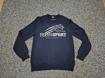 Plein Sport Sweatshirt Pullover Sweater Blue Long Sleeve Crewneck XXL 2XL