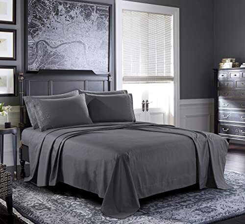 Bed Sheets - Queen Sheet Set 6-Piece Dark Grey - Hotel Luxury 1800 Brushed Mi...