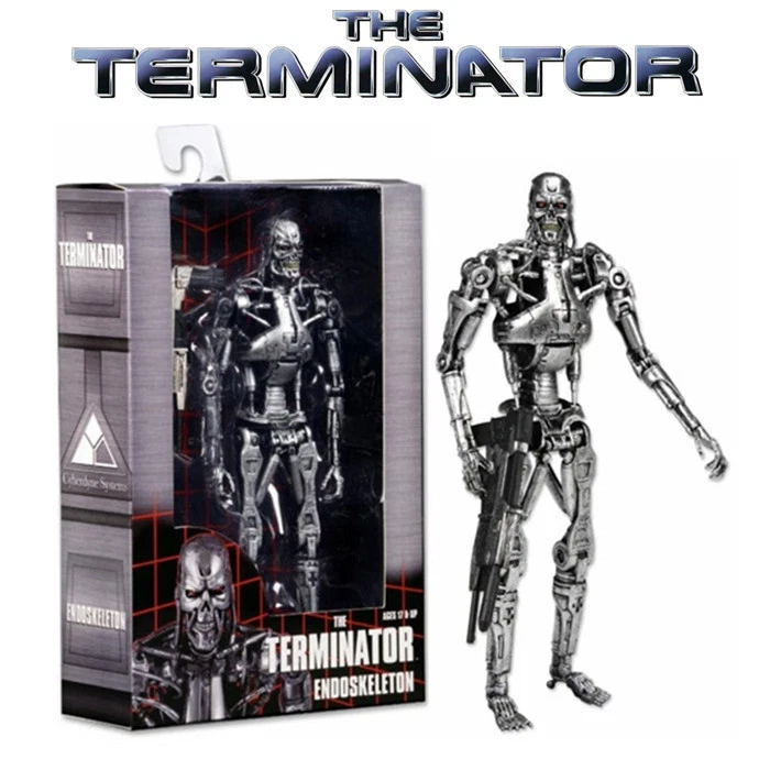 Terminator Classic T-800 Silver Endoskeleton Box 7" PVC Action Figures Toy
