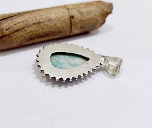 Colgante Piedra Natural Penadnt Diseñador Hecho a Mano Larimar Plata de Ley A146 - Imagen 2 de 6