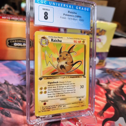 CGC 8.5 Pokémon Raichu 1st Edition Fossil #29/62 1999 Non-Holo Rare TCG WOTC Old
