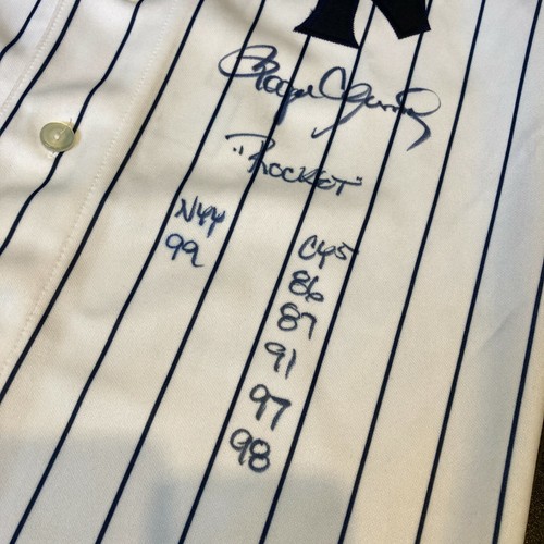 Roger Clemens Signed Heavily Inscribed STATS New York Yankees Jersey JSA COA - Picture 3 of 10