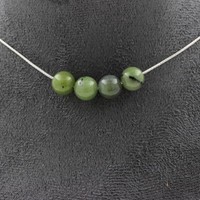 Halskette 4 Perlen Jade 8 Mm. Kette Aus Edelstahl Halskette Damen,Herren